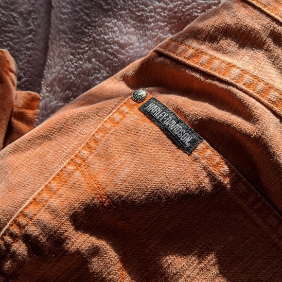 Orange denim Harley Davidson jeans - Picture 4 of 8